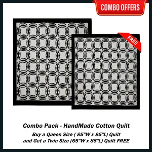 Cottage Star Handmade Cotton Quilt - Buy a Queen Size Quilt and Get a Twin Size Quilt FREE