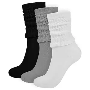 Women's Cozy and Breathable Solid Slouch Socks For Daily Wear - Comfy and Scrunch Socks - Women Fashion and Clothing Fabric Minimalist