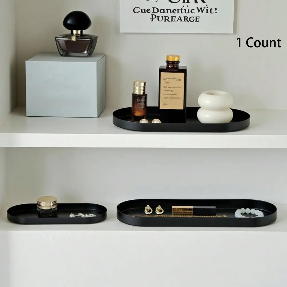 Minimalist Oval Tray, Desktop Cosmetics Organizer, Matte Bathroom Makeup Desk Storage, Jewelry Holder, Decorative Tray, Beauty Organizer
