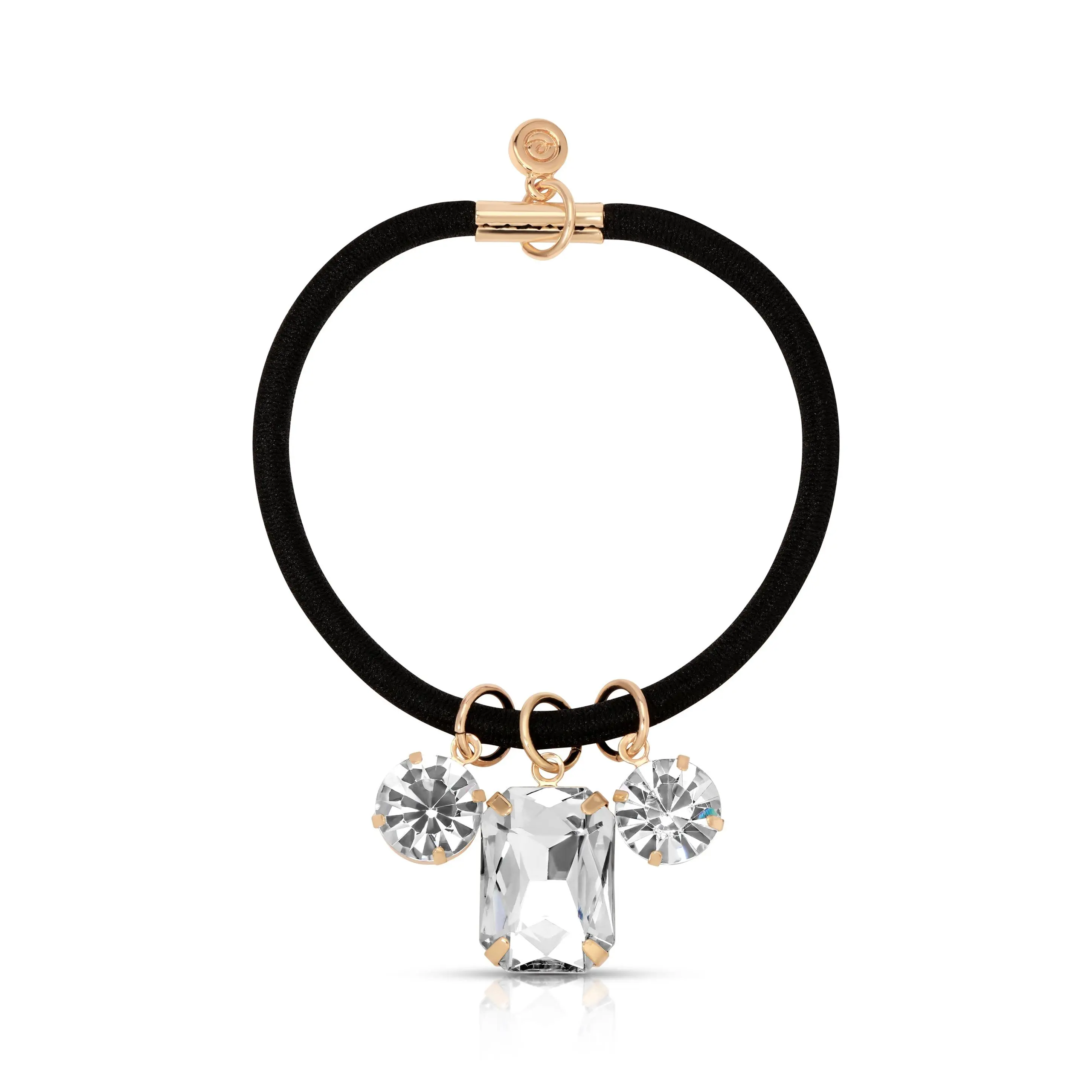 Ettika Crystal Dangle Hair Tie - Silver Plated Elastic Glass Hair Accessory for Stylish Looks