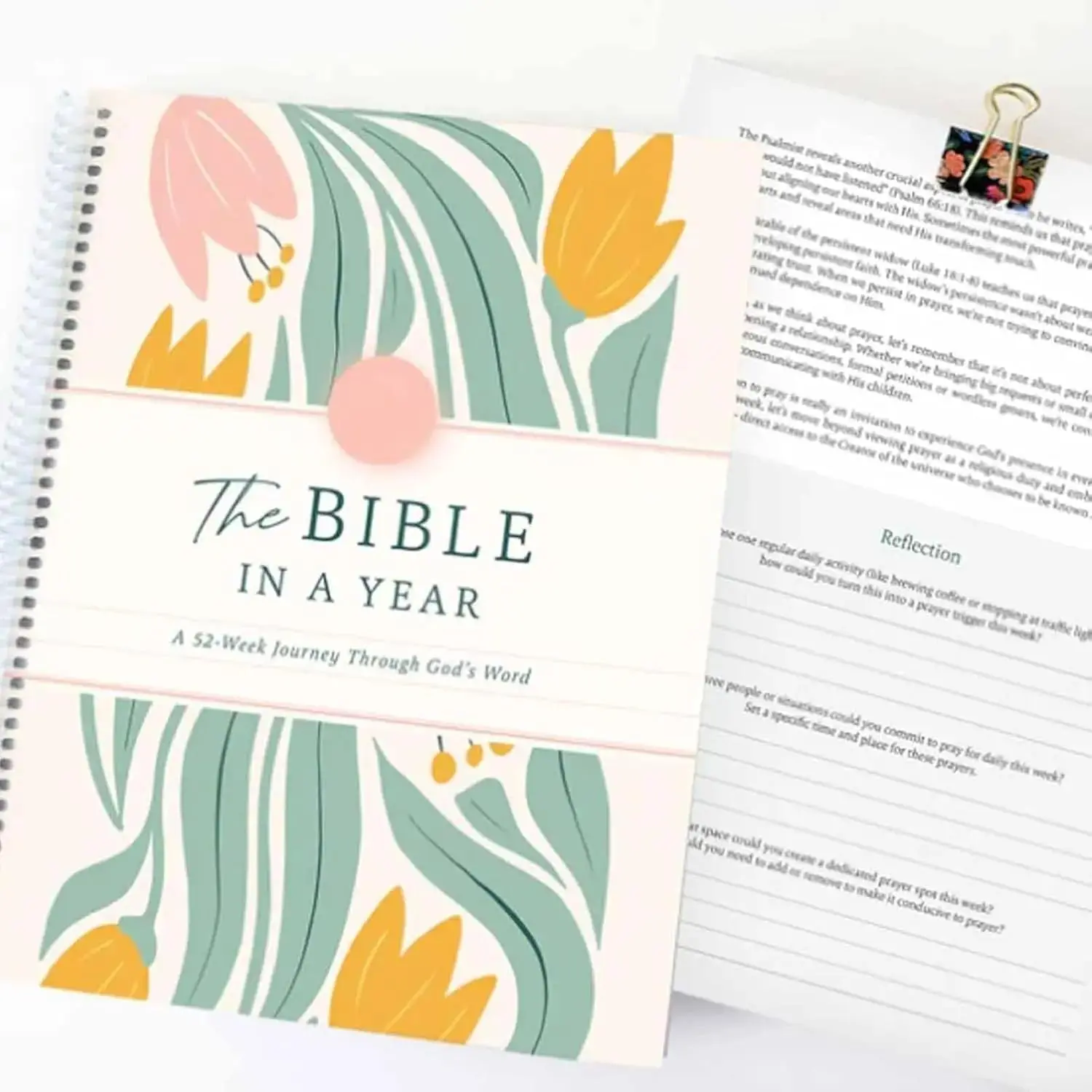 The Bible In A Year For Women,Spiral Bible,52 Week Bible Study Planner,A Daily Bibles Study Workbook With Note Taking Space For Guided Reading Plan,Bible Study Guide,Bible Book For Women