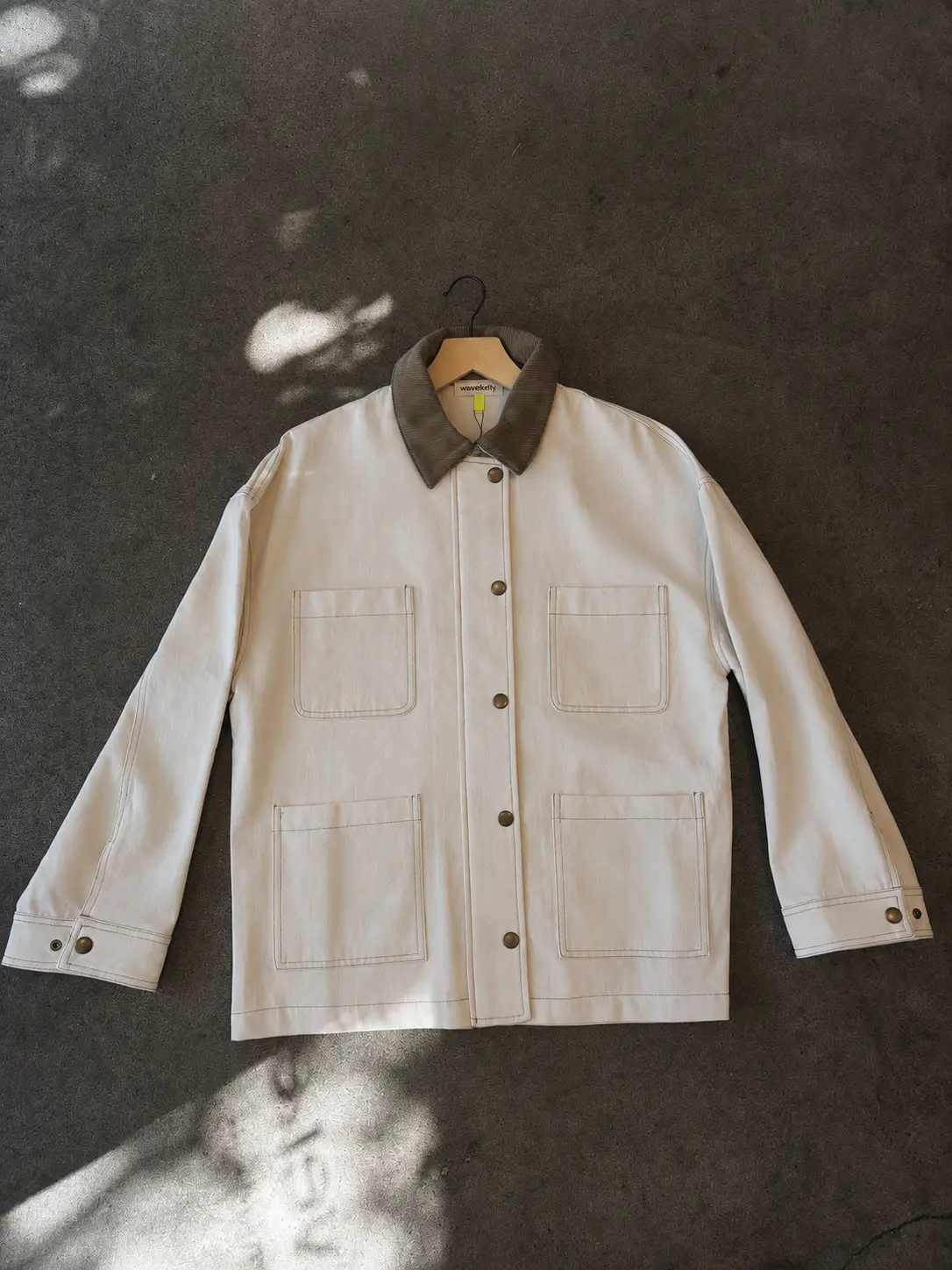 TWILL BARN COAT WITH CORD COLLAR