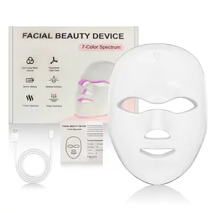 7-Color Spectrum Facial Beauty Device，7-In-1 Spectral Facial Beauty Device, Rechargeable Home Use, Non-Handheld Spectral Mask, Daily Skin Renewal Care, Facial Skincare Equipment, Skin Care Tool