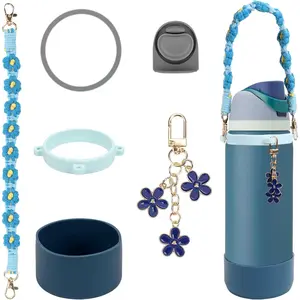 Comprehensive Compatible Owala Accessories Set: Silicone Boot for 24oz & 32oz Bottles, Water Bottle Handle Strap, Bottle Seal Ring, Replacement Stopper, Charms, Compatible Owala FreeSip