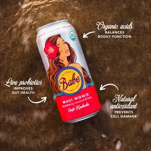 Babe Maui Wowie Kombucha - USDA Certified Organic, Refreshing Blend of Black Green White Teas, Coconut Strawberry Lime Juice, Handcrafted in San Diego, California