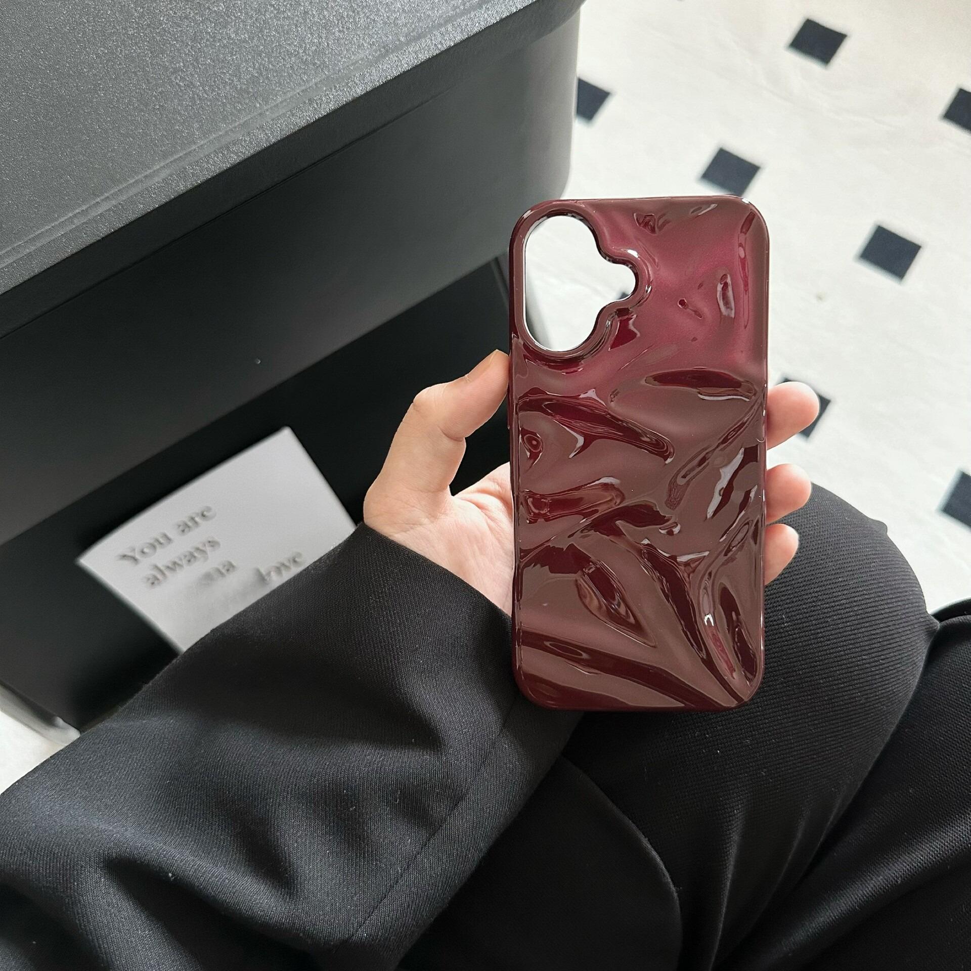 (Case & Nova.) 3D Wavy Ripple Glossy Phone Case, Compatible with iPhone 17 Pro Max, 16, 15, 14, 13, Luxury Shockproof Protective Cover junk