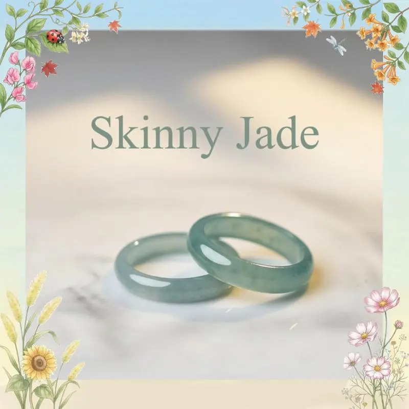 Natural Skinny Jade Ring | Green Jade Ring US Size 3–13 | Minimalist Stacking Ring | Boho Gift for Her | Polished Finish | Calm Balance & Natural Elegance Peaceful Layering