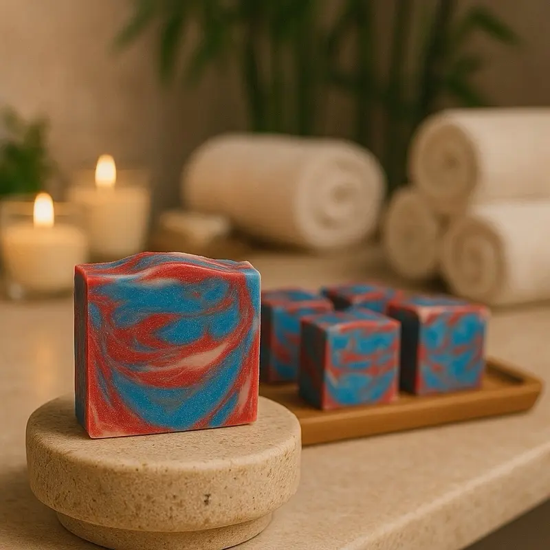 Midnight Mirage Handcrafted Artisan Soap with Amber Bergamot & Rose Scent Creamy Moisturizing Lather Luxurious Mica Swirls for Silky Soft Skin