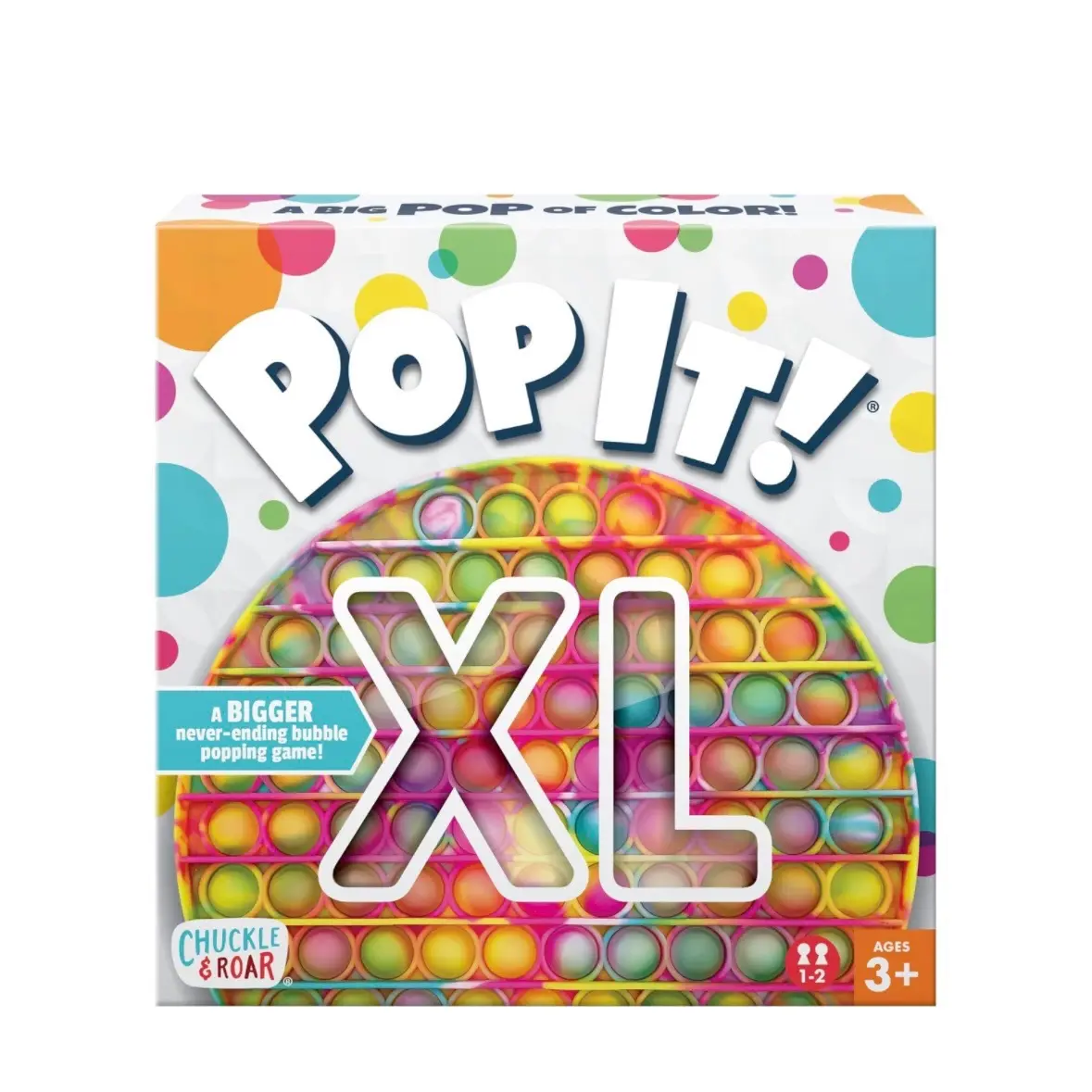 Chuckle & Roar Pop It! XL The Jumbo Never-Ending Bubble Popping Fidget Toy - 9" Size, Tie Dye Design, Ages 3+ Fidgeting Stress Relieving Accessory Stress Relief Gadgets Soft Squishy Silicone Squishies Relaxation Stick Solution