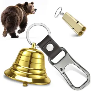Loud Bear Bell Set to Scare Bears, Hiking Essentials for Women, Emergency Whistle and Bear Bells for Hiking, Camping, Biking, Solid Brass Bear Deterrent Hiking Gear Gifts