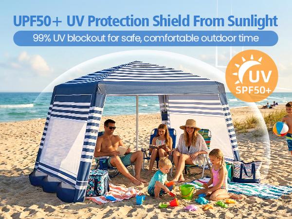 Beach Cabana, 8 * 8FT Beach Tent UPF50+ Protection, Easy Setup Beach Canopy Wind Resistant ,Compact Beach Shade Foldable Beach Tent Sun Shelter, Blue White,For Vacations,Summer Outdoor Beach Camping, Family&Friends Beach Cabana, 8 * 8FT Beach Tent UPF50+ Protection, Easy Setup Beach Canopy Wind Resistant ,Compact Beach Shade Foldable Beach Tent Sun Shelter, Blue White,For Vacations,Summer Outdoor Beach Camping, Family&Friends