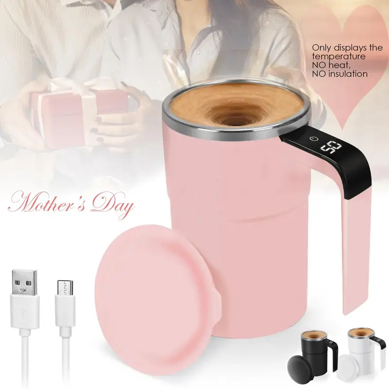 Magnetic Stirring Cup with Temperature Display, Wireless Rechargeable Self-Stirring Mug, Automatic Stirring Cup, Ideal for Coffee, Milk, and Various Beverages, Gifts For Women
