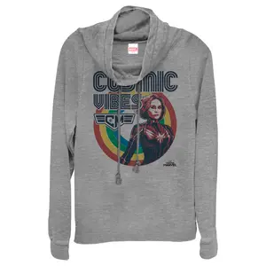 Juniors Womens Marvel Captain Marvel Rainbow Cosmic Vibes Cowl Neck Sweatshirt