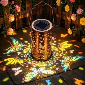 Solar Lanterns Outdoor  Butterfly Garden Decor Gifts for Women Mom Grandma, Colorful  Solar Lights Metal Garden Decoration Outside for Yard, Patio, Backyard, Porch