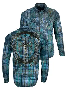 Xtreme Couture by Affliction Men's Button Down Shirt Gilded Cross Cotton Menswear