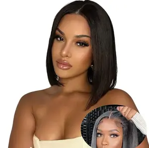 Idoli Bob Wig Human Hair 13x4 Lace Front Wigs Human Hair Pre Plucked with Baby Hair 180% Density Short Bob Wigs for Women