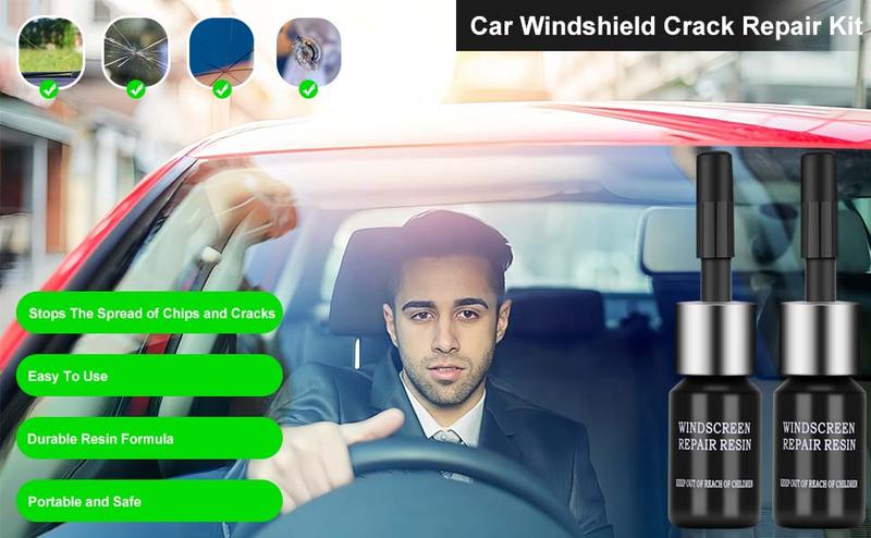 Windshield Repair Kit, Windshield Chip Repair Kit, Upgrade Car Windshield Crack Repair Kit, Glass Repair Liquid for Cracks and Chips, Cracks Gone Glass Repair Kit All Crack Types (Transparent bags)