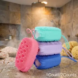 Silicone Body Brush for Sensitive Skin, Deep Exfoliating & Cleansing Shower Scrubber, Gentle Massage, Anti-Mold, Travel-Friendly, Long Handle Back Scrubber for Adults & Kids, Soft Bath Brush for Dead Skin Removal and Body Care, Body Care Tool