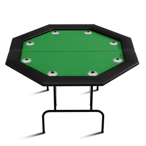 GARVEE Foldable 8-Player 47in Octagon Texas Holdem Poker Table with Water-Resistant Cushioned Rails, 8 Cup Holders, and Portable Folding Design for Poker Night in Green