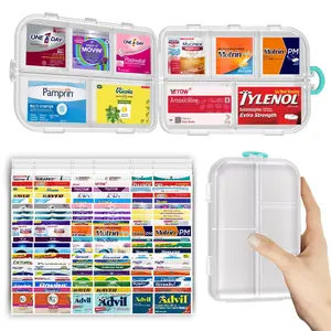 Large Pill Organizer, Travel Pill Organizer with Medicine Labels, Daily Pill Container Storage, Travel Essentials Pill Case