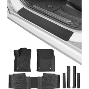 TAPTES Floor Mats for Dodge Durango 2026 2025-2016, Extra 4 Pcs Car Door Sill Guards, All Weather Floor Liners for Dodge Durango 5/6/7 Seater, 1st & 2nd Row Full Coverage Car Accessories for Durango