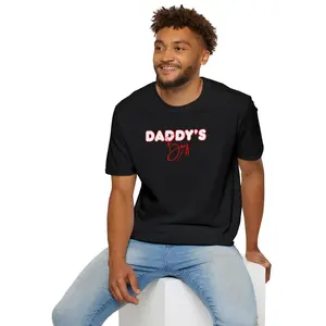 Men's Short-Sleeve Ring-Spun Cotton Sports Top - Male Seamless Tubular, LGBTQ Daddy's Boy Print Novelty, Sporty Chic Smooth Casual Breathable Fabric, Cute Daddy-Son Slang Design