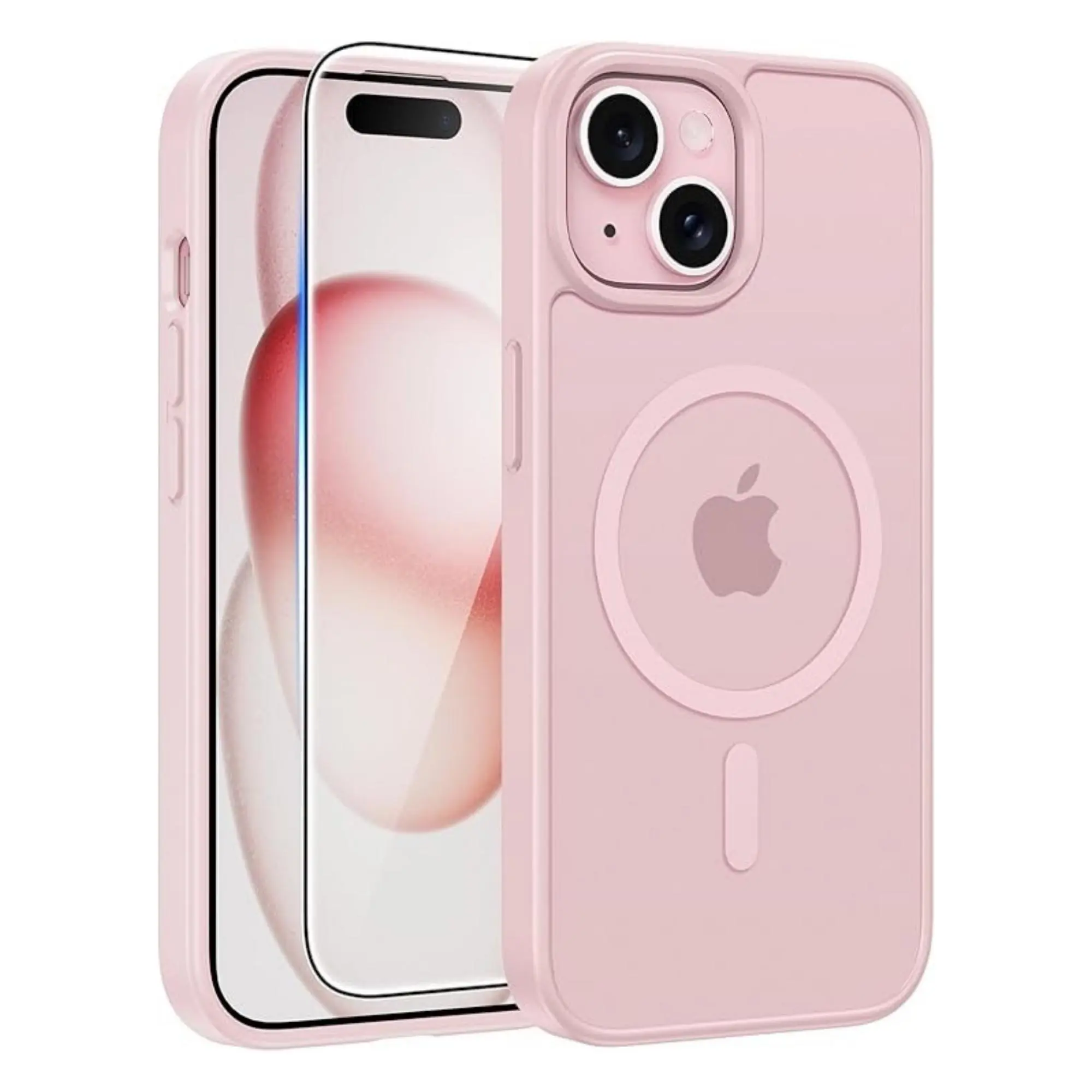 Magnetic Frosted Translucent Slim PC (Polycarbonate)+TPU Blend Phone Case for iPhone 15/14/13 - Heavy-Duty Protection, Drop-Resistant, Shockproof, Anti-Scratch, Transparent Back, Wireless Magnetic Charge Support, Accessories