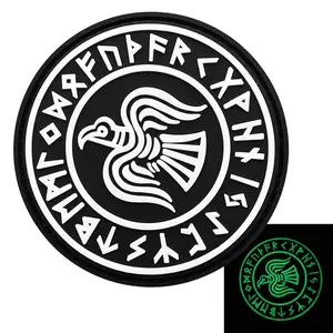Viking Raven Norse Hook Patch (3D-PVC Rubber-Glow Dark)