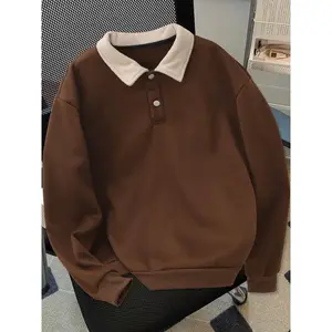 Men's Polo Shirt, Casual Top with Color Contrast and Drop Shoulder Design, Fashion Streetwear for All Seasons