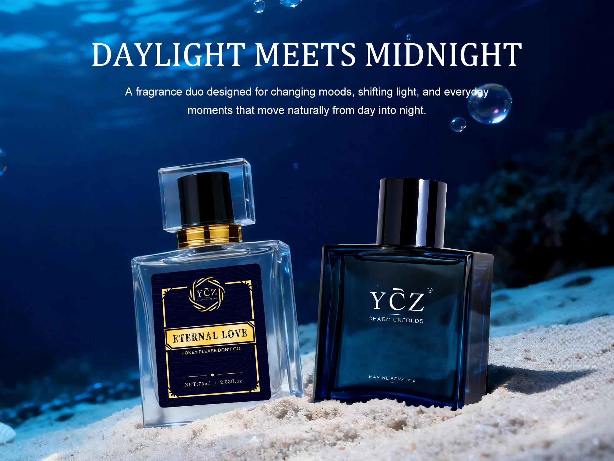 YCZ Marine&Exotic Fougère Men’s Fragrance Duo Set | Midnight Marine 1.7oz & Eternal Love 2.6oz EDP, Fresh Marine Woody & Spicy Fougère Scent, Magnetic & Bold Captivating, Long-Lasting Cologne for Daily Wear, Date Nights, Parties & Evening Social Occasions