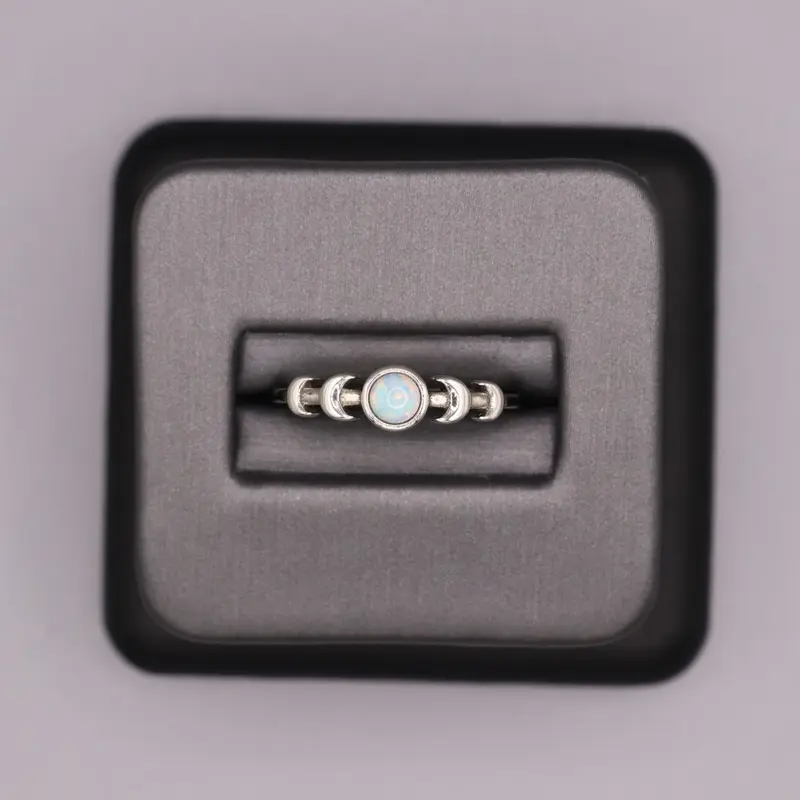 Sterling Silver Stone Ring - Opal Moon Phases