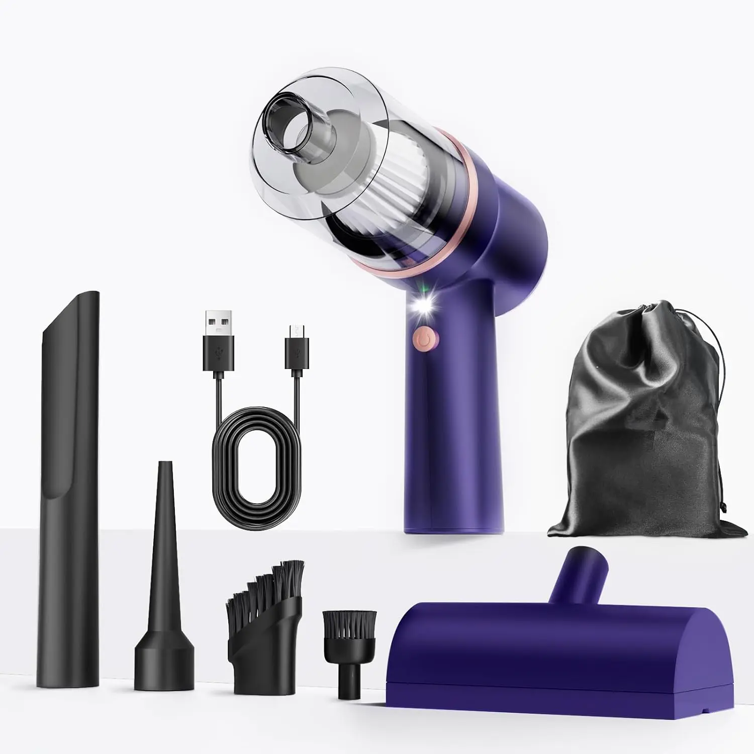 Handheld Vacuum Cordless Rechargeable with LED Light and Multi-Nozzles,15000 Pa  Vacuum Portable Cordless, 120W  Mini Vacuums Cleaner for Home, , , DC , Blue