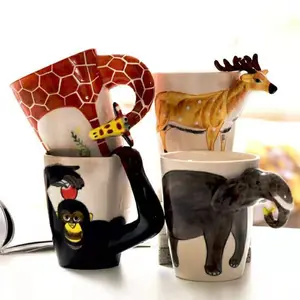 3D Animal Cup Mug Hand Drawn Ceramic Cup