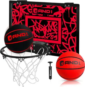 AND1 Over the Door Mini Basketball Hoop: 18x12 Shatterproof Backboard, 2 Mini Basketballs, and Hand Pump Included - Ultimate Indoor Accessory