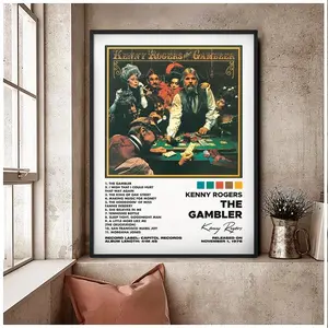 Kenny Rogers – The Gambler Album Poster or Canvas, Vintage Album Cover Print, Country Music Wall Art, Gift for Fans and Music Lovers, Retro Home Decor