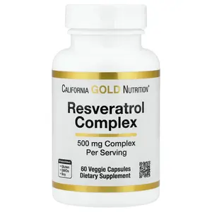 California Gold Nutrition Resveratrol Complex with Grape Seed Extract, Red Wine Extract, and trans-Resveratrol, 60 Veggie Capsules