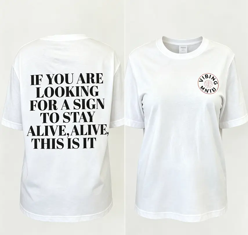 Women's Casual Short-Sleeve Suicide Prevention Crewneck T-Shirt - Comfortable Everyday Fabric, Mental Health Awareness Advocate Tee, Unisex Stay Alive Sign Top, Shortsleeve