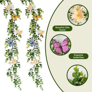 5.91ft Hanging Artificial Daisy & Butterfly Vine, Vibrant Color Faux Flower Garland, Perfect for Table Centerpiece, Home, Garden, Wedding Arch