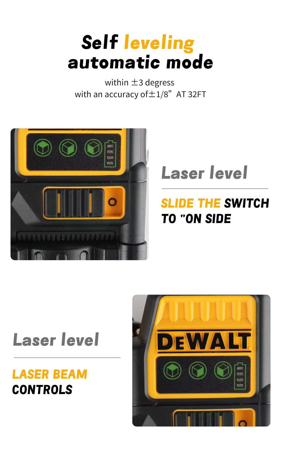 DEWALT 12V Green Laser Level 4D 16 Lines 360° Self Leveling Tool for Tile Installation, Wall Alignment & Construction Layout