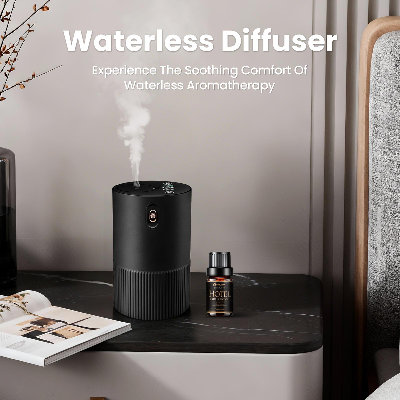 AESHORY Waterless Essential Oil Diffuser Starter Kit with Hotel Fragrance Oil Battery Operated Mini Scent Diffuser, Portable Aromatherapy Diffuser for Home, Car, Office (Black)