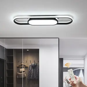 Modern LED Ceiling Lamp, Dimmable Ceiling Light with Remote Control, Flush Mount Light Fixture for Living Room, Kitchen, Dining Room and Bedroom