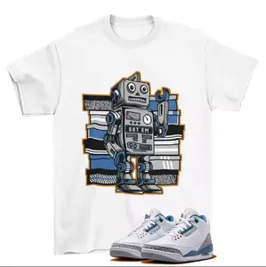 Sneaker Bot Shirt White to Match Jordan 3 Retro Wizards True Blue