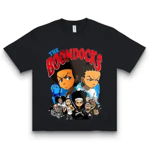 [100% Cotton] 1Pc The Boondocks Animated Characters Print T-Shirt For Men, Women, And Couples - Ultra-Soft, Breathable Cotton, Moisture-Wicking Crew Neck Tee - Ideal For Casual Wear, Fitness, And Outdoor Activities - Great Christ T-Shirt For Men And Women