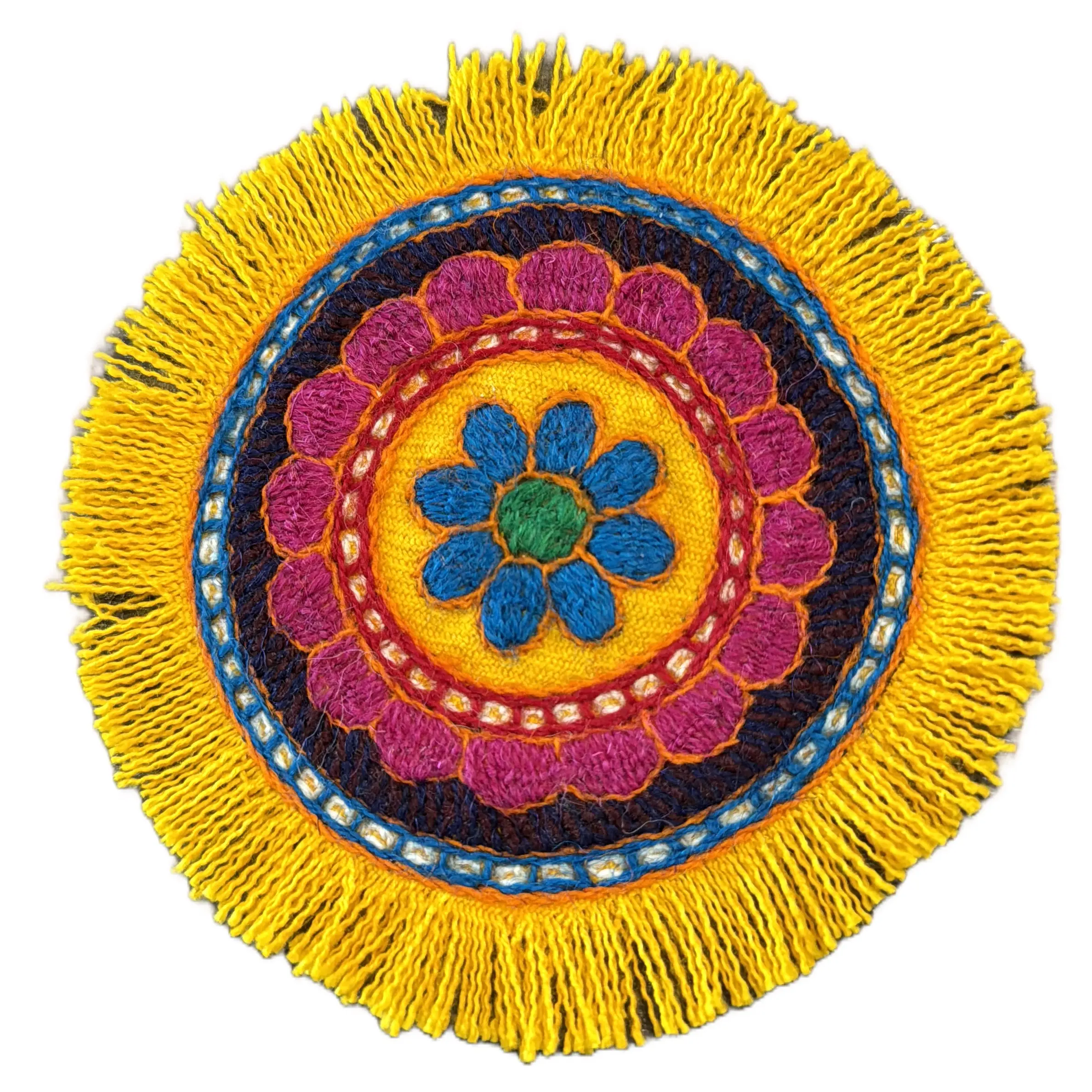 Hand-made wool embroidery coaster, one of a kind coaster