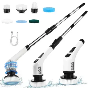 Electric Spin Scrubber, 1 Set Cordless Cleaning Brush with 7 Replaceable Brush Heads, Power Scrubber for Kitchen Bathroom, Rechargeable Spin Scrubber