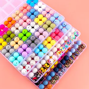 96pcs Of 15mm Silicone Bead Jewelry Making Kits, DIY Bracelet And Necklace Bead Stringing Sets, Keychains, Hanging Ropes, Pen Chains Craft Items - No Power Supply Required, Halloween, Christmas DIY Bead Stringing Gifts, Keychain Crafting, Festive Crafts,