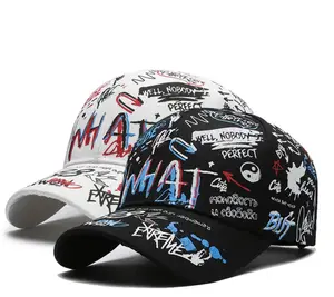 Graffiti fashion cap trucker hats snapback hats for men and women for summer baseball caps flat brimmed cap duck tongue cap travel daily sunscreen cap hats golf club party available sunshade cap