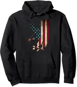 American Patriot Freedom Bald Eagle USA Flag Outfit Pullover Hoodie - Diegobal Shop 78B07NJDRVRJ