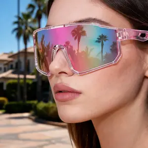 UV400 Protective Cycling Sunglasses Windproof Wrap Around Sports Glasses for Outdoor Riding Driving