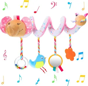 Newborn Car Seat & Stroller Toys | Spiral Hanging Plush Toy for Baby 0-6 Months | Infant Activity Toy for Crib, Car & Stroller | Baby Shower Gift